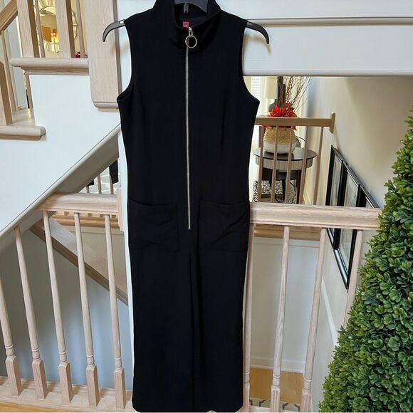 STAUD High Collar Zip Up Cropped Jumpsuit in Black S - Picture 9 of 16